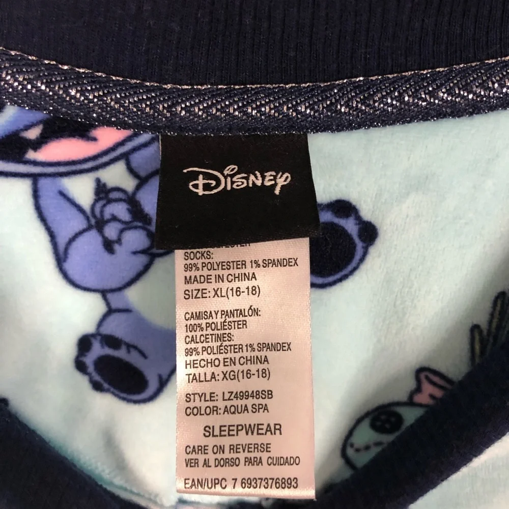 Disney Stitch Scrump Adult Sleepwear Top Shirt XL Blue Long Sleeve Soft - Picture 3 of 5